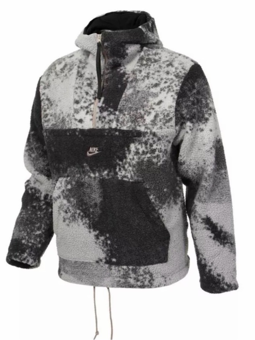 Nike Men’s Black & Gray Sherpa Half-Zip Pullover Sweater